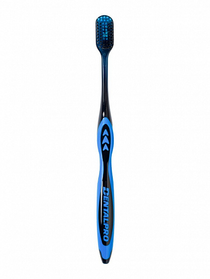 Зубная щётка Dentalpro DR22 Black-Dia Super-fine Hair Standard с платиновой коллоидной керамикой, многоуровневая, с ультратонкой щетиной средней жесткости, корпус черный, синий