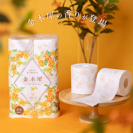 Туалетная бумага двухслойная MARUTOMI TISSUE Hanataba Osmanthus 12 Rolls Double, с ароматом османтуса, 12 рулонов * 25 м