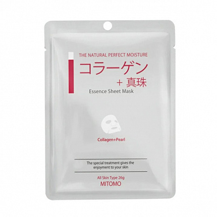 Тканевая маска для лица MITOMO Collagen + Pearl Mask с коллагеном и жемчужной эссенцией, 1шт.
