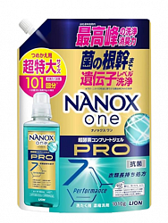 Жидкое средство для стирки LION Top Nanox One PRO максимально отстирывающее, дезодорирующее + сохранение цвета + защита от повреждений, суперконцентрат, 1010 г