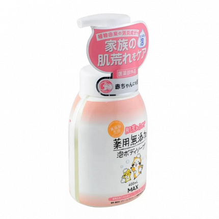 Жидкое мыло для тела MAX Uruoi No Sachi Body Soap (натуральное, пенящееся, для чувствительной кожи), 400 мл
