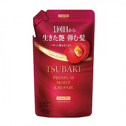 Экстраувлажняющий шампунь для сухих волос Shiseido Tsubaki Premium Moist & Repair, с маслом камелии, 300мл (запасной блок)