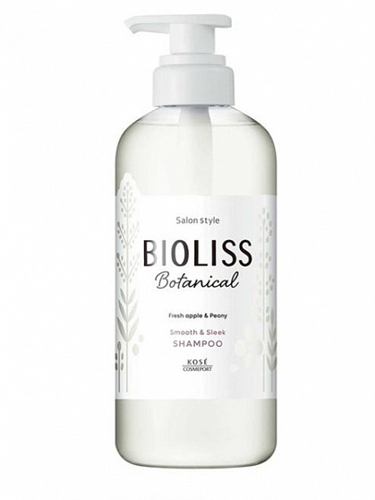 Шампунь KOSE Bioliss Botanical Shampoo Smooth & Sleek с органическими маслами и растительными экстрактами для гладкости и блеска волос, 480мл