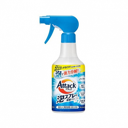 Спрей-пятновыводитель KAO Attack Foam Spray Disinfectant Plus Main Unit для обработки пятен перед стиркой, с антибактериальным эффектом, без аромата, 300 мл