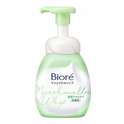 Пенка для умывания кожи, склонной к акне KAO Biore Marshmallow Whip Acne Care, c освежающим цветочным ароматом, диспенсер 150мл