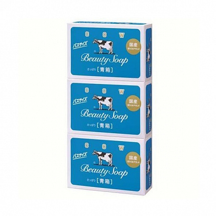 Молочное освежающее туалетное мыло COW Blue Box с ароматом жасмина, 3 шт. по 130 г