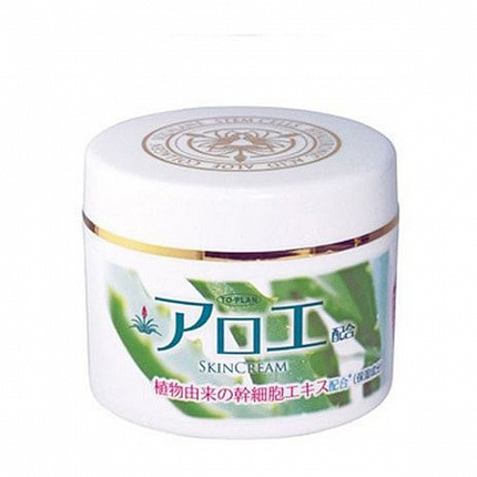 Крем для лица с экстрактом алоэ с коллагеном и скваланом TO-PLAN Aloe-blended Cream, банка 220г