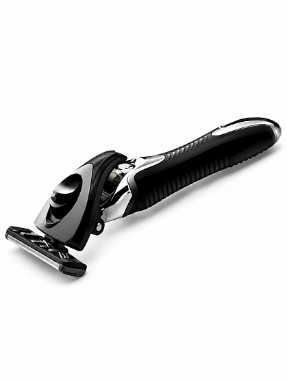 Мужской бритвенный станок Feather Samurai Edge с тройным независимым амортизирующим лезвием, защита от порезов + 1 кассета