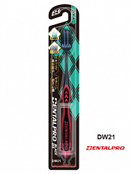 Зубная щётка Dentalpro DW21 Black-Dia Super-fine Hair Wide c платиновой коллоидной керамикой, с широкой головкой и ультратонкими щетинками (мягкая), корпус черный/красный