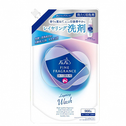 Жидкое средство для стирки NS FAFA JAPAN Fine Fragrance Layering Wash, антибактериальное, с ароматом мыла и освежающими нотками цитрусов и цветов, сменная упаковка с крышкой, 900 г