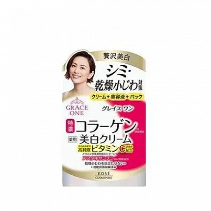 Питательный крем для зрелой кожи лица KOSE Grace One Perfect Cream с витамином С, эластином, нежный аромат розы, 100 г