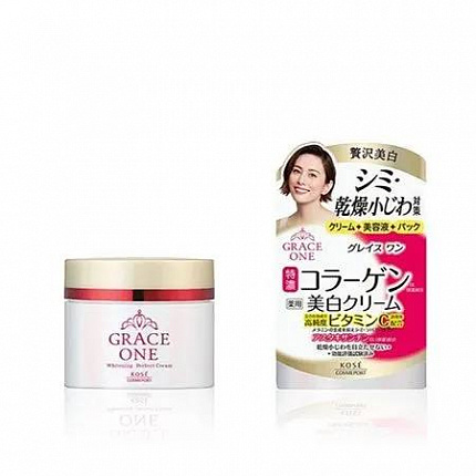 Питательный крем для зрелой кожи лица KOSE Grace One Perfect Cream с витамином С, эластином, нежный аромат розы, 100 г