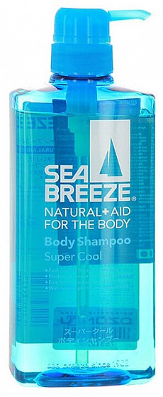 Мужской интенсивно освежающий гель для душа Sea Breeze Super Cool Body Shampoo Shiseido с ментолом, 600 мл