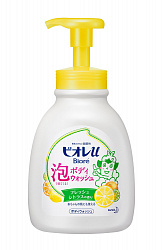 Жидкое мыло-пенка для тела KAO Biore U Foam Fresh Citrus "Бодрящий Цитрус", с освежающим цитрусовым ароматом, диспенсер 600мл
