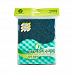 Двухслойная губка для мытья посуды SC Double faced Scrubber с абразивным покрытием, рифлёноой поверхностью и антибактериальной пропиткой (средней жёсткости), (размер 12х8х3 см) х 2 шт. зелёная