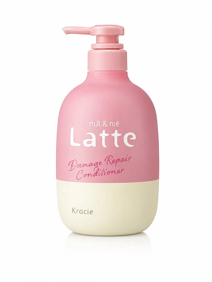 Бессульфатный восстанавливающий кондиционер для волос Kracie "Ma&Me Latte Damage Repair" с молочными протеинами, аромат яблока и цветков апельсина, 490 г