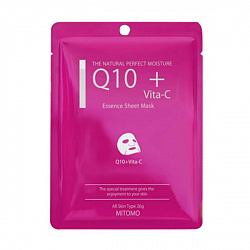 Тканевая маска для лица MITOMO Q10 + Vita-C Mask с коэнзимом Q10 и витамином С, 1 шт.