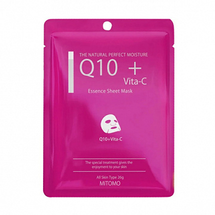 Тканевая маска для лица MITOMO Q10 + Vita-C Mask с коэнзимом Q10 и витамином С, 1 шт.