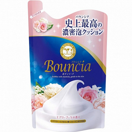 Сливочное жидкое мыло "Bouncia" COW для рук и тела с ароматом роскошного букета (мягкая упаковка), 400мл