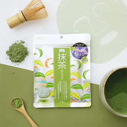 Маска для лица тканевая разглаживающая с чаем матча  PDC Wafood Made Uji Matcha Mask, 10 шт.