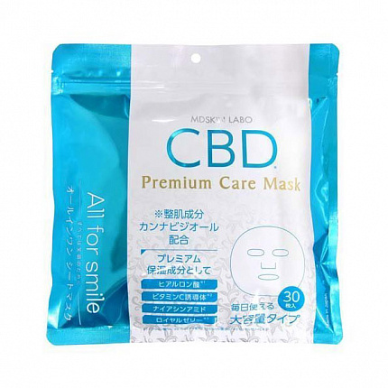 Маска тканевая для лица MDSKIN LABO CBD Premium с каннабидолом, гиалуроновой кислотой, маточным молочком, ниацинамидом, витамином С, 30 шт.