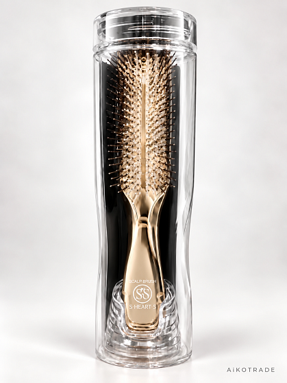 Щётка для мытья и массажа кожи головы S・HEART・S Scalp Brush World Model Long, розовое золото