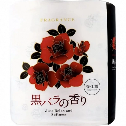 Парфюмированная двухслойная туалетная бумага NEPIA Just Relax & Softness Black Rose с ароматом чёрной розы, 4 рулона × 30 м