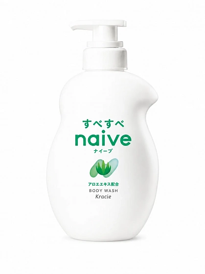 Жидкое мыло для тела KRACIE Naive Body Soap Aloe с экстрактом алоэ, аромат цветов и свежей зелени, 530 мл