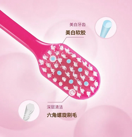 Отбеливающая зубная щетка EBISU W52 Premium Care Toothbrush Whitening, с широкой чистящей головкой алмазной формы, с резиновыми вставками и свертонкими концами щетинок 6-рядная, средней жесткости, бирюзовый