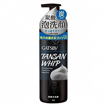 Мужская пенка для умывания Mandom Gatsby Facial Foam Deep Black с карбоновой кислотой и древесным углём, суперочищение и свежесть, 200 г