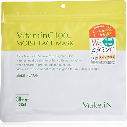 Увлажняющая маска для лица EVLISS Make.iN Vitamin C 100 Moist Face Mask с витамином С, 30 шт.