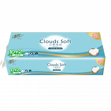 Премиальная особо мягкая четырёхслойная туалетная бумага Gold Hond Ye Paper "Breeze Clouds soft", с тиснёным рисунком, 18 м х 10 рулонов