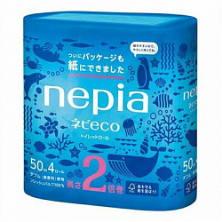 Туалетная бумага двухслойная NEPIA Nepi Eco, без аромата, 50м. (эко-упаковка 4 рулона)
