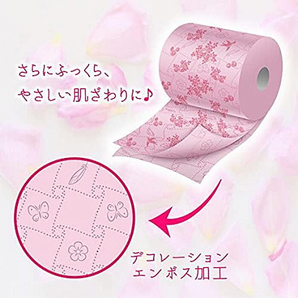 Туалетная бумага двухслойная MARUTOMI TISSUE Hanataba Flower Print English Rose 12 Rolls Double, с ароматом английской розы, 12 рулонов по 25 м