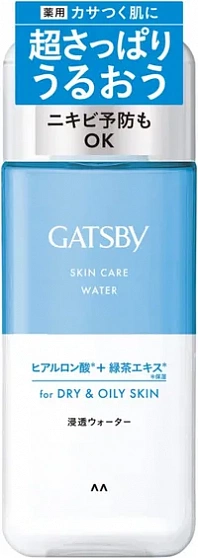 Мужской лосьон Mandom Gatsby Skin Care Water для ухода за кожей с акне, успокаивающий, с антибактериальным и увлажняющим эффектом, для нормальной и комбинированной кожи, 200 мл