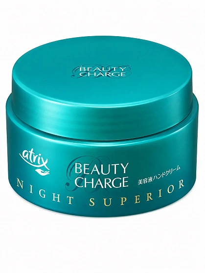Ночной питательный крем для рук KAO Atrix Beauty Charge Night Superior с экстрактом маточного молочка и пантенолом, аромат лечебных трав, 98 г