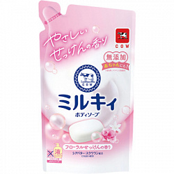 Жидкое молочное мыло для тела COW Milky c маслом ши и скваланом, с ароматом цветочного мыла, сменная упаковка, 360 мл