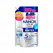 Концентрированное жидкое средство для стирки LION NANOX One Cleaning Plus с супер-энзимами против стойких загрязнений, сменная упаковка, цитрусовый аромат, 1530 г