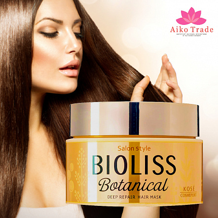 Маска для глубокого восстановления поврежденных волос, KOSE Bioliss Botanical Deep Repair Hair, 200г.