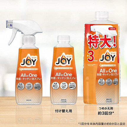 Спрей-пенка для мытья посуды и кухонных принадлежностей P&G Joy All-in-One Foam Spray с освежающим цитрусовым ароматом), сменная упаковка 690мл