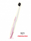Зубная щётка Dentalpro S21 Black Super Compact с платиновой коллоидной керамикой, с суперкомпактной головкой и ультратонкими щетинками, мягкая, корпус белый