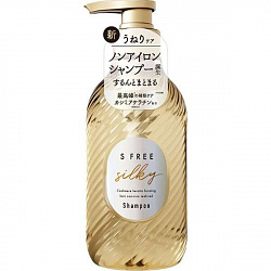 Восстанавливающий шампунь COSMETEX ROLAND S Free Silky Mousse для повреждённых волос с кератином, шелком, прополисом и комплексом аминокислот, 480 мл