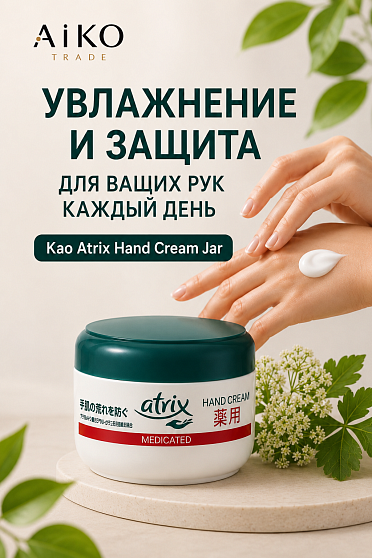 Увлажняющий крем для рук KAO Atrix Hand Cream Jar с витамином Е и экстрактом дягиля, 100 г