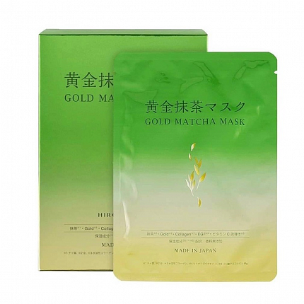 Маски для лица Hirosophy Sakura Gold Matcha Mask с экстрактом зеленого чая, золотом и EGF, 10 шт.