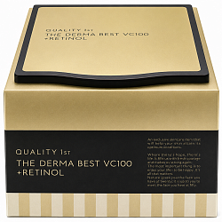 Антивозрастная тканевая маска для лица QUALITY FIRST The Derma Best VC100 + Retinol с ретинолом и высокой концентрацией производных витамина С, 20 шт.