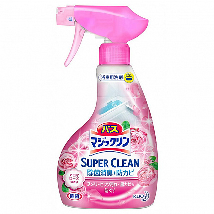 Спрей-пенка для ванной комнаты с антибактериальным эффектом Kao Magiclean Super Clean, с ароматом роз, 380 мл