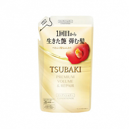Кондиционер для объема и восстановления волос SHISEIDO Tsubaki Volume & Repair, с маслом камелии, цветочно-фруктовый аромат, сменная упаковка, 300 мл