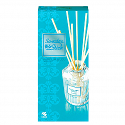 Натуральный аромадиффузор для дома KOBAYASHI Sawaday Stick Parfum Blue, со свежим морским ароматом и древесно-мускусными нотками, стеклянный флакон 70 мл, 8 палочек.