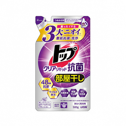 Жидкое средство для стирки белья LION Top Clear Liquid Antibacterial с антибактериальным эффектом, 500 г