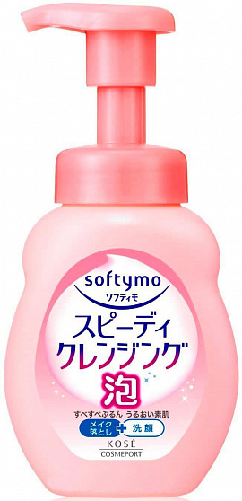 Очищающая пенка для умывания и удаления макияжа KOSE Softymo Speedy Cleansing Foam с цветочно-фруктовым ароматом, 200 мл
